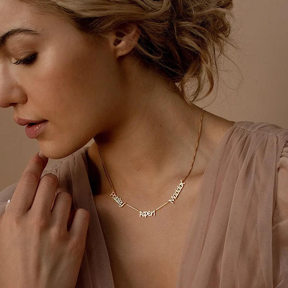 Colar personalizável - Até 4 nomes - Modelo Exlusive Premium - Banho a Ouro 24k
